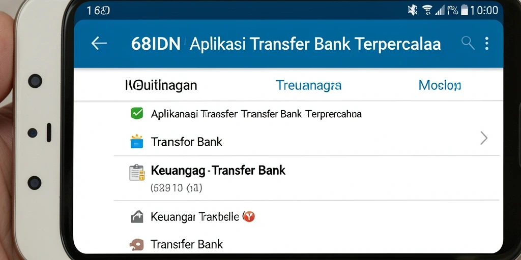 Screenshot antarmuka aplikasi 68IDN yang menampilkan fitur Transfer Bank.