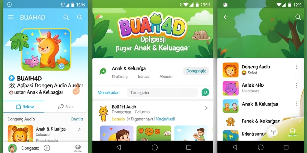 Antarmuka menarik BUAH4D dengan banyak pilihan dongeng audio.