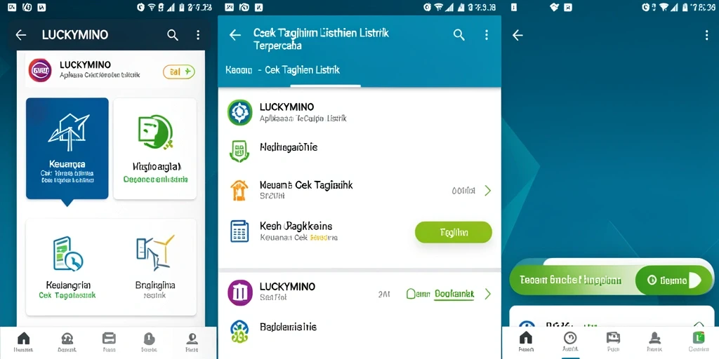Antarmuka LUCKYMINO saat cek tagihan listrik yang mudah digunakan.
