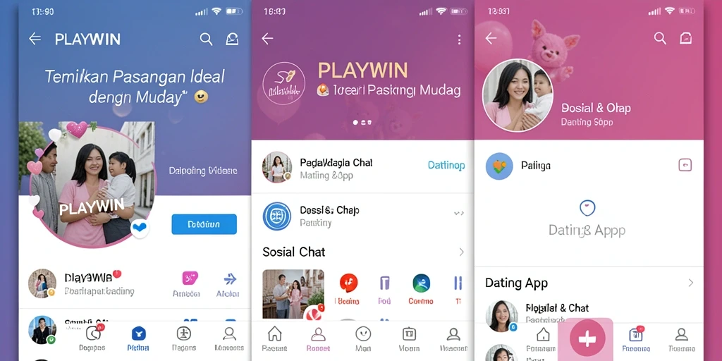 Tampilan antarmuka utama aplikasi Dating App PLAYWIN.