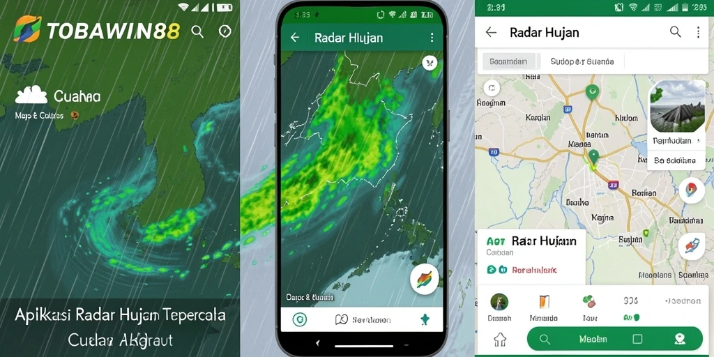 Antarmuka aplikasi TOBAWIN88 menampilkan peta radar hujan yang interaktif.
