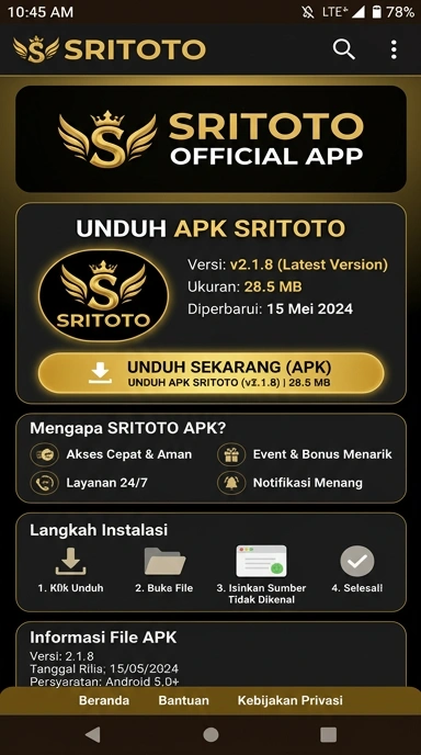 Panduan Unduh dan Instal APK sritoto Terbaru